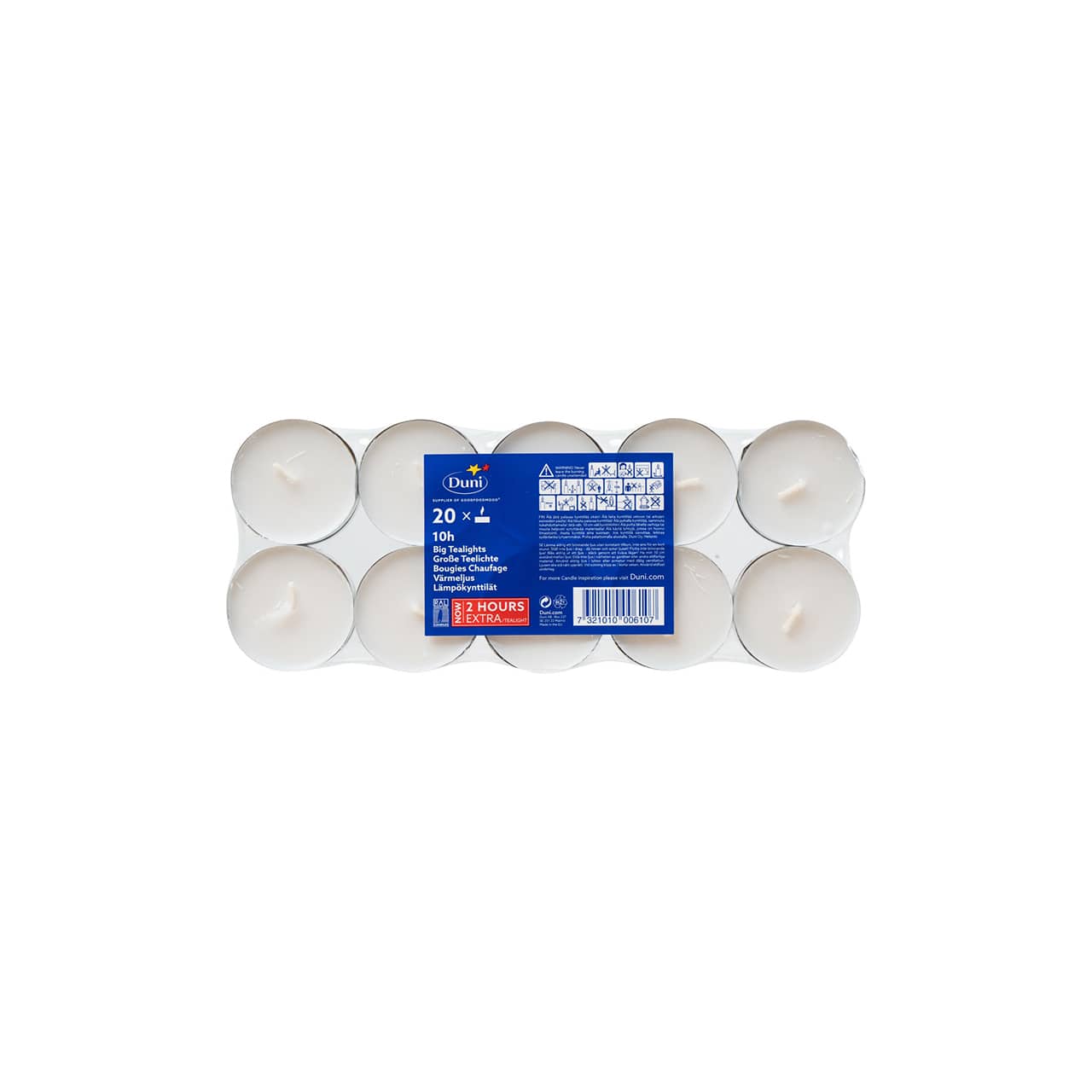 Maxi Teelichte, 10 Std. Ø 56 mm 10 Std. Weiß