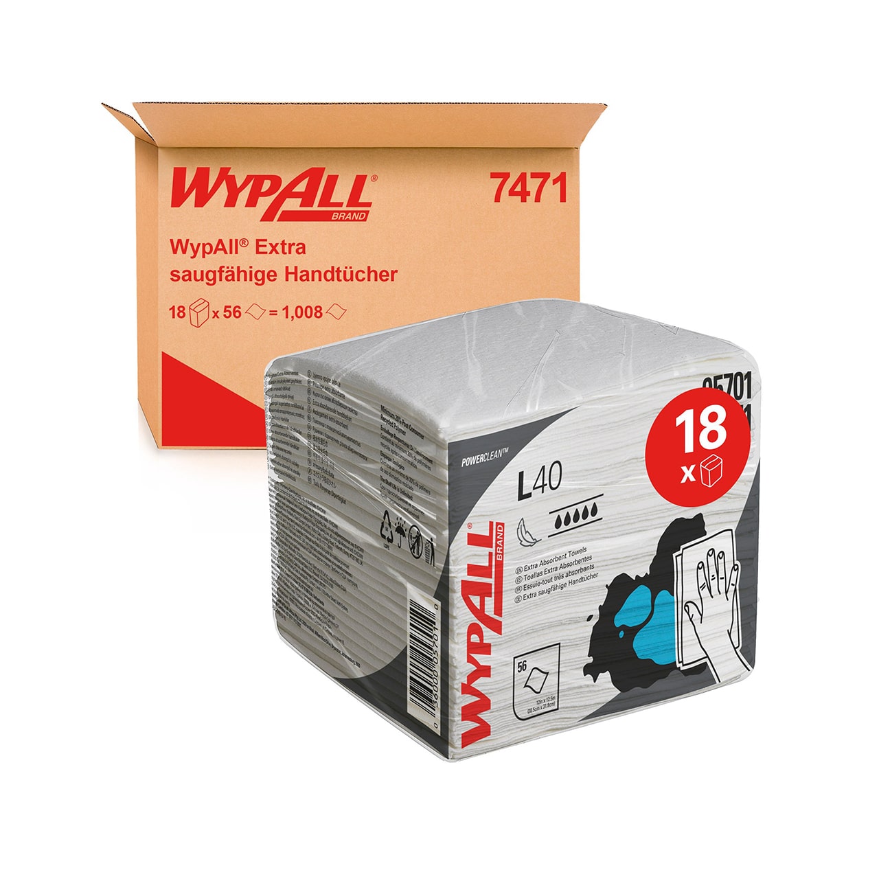 WypAll® L40 Extrasaugfähige Tücher