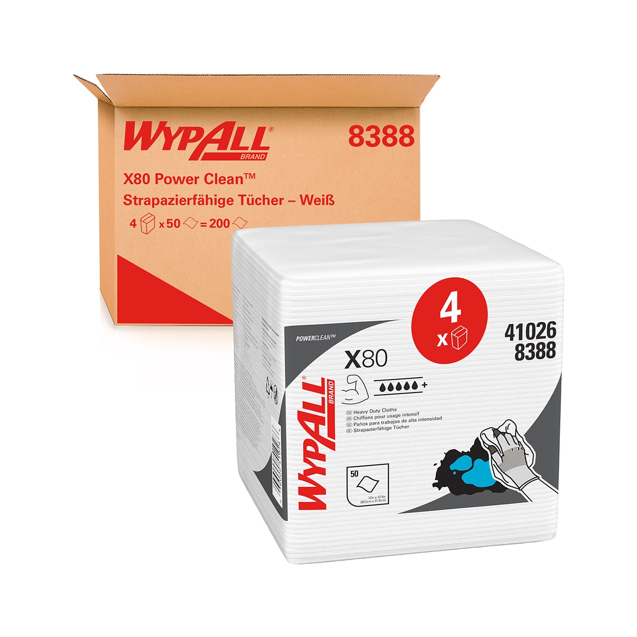 Putztuch Wypall X80 Weiß 31,8x30,5cm 1-lagig 1/4 F