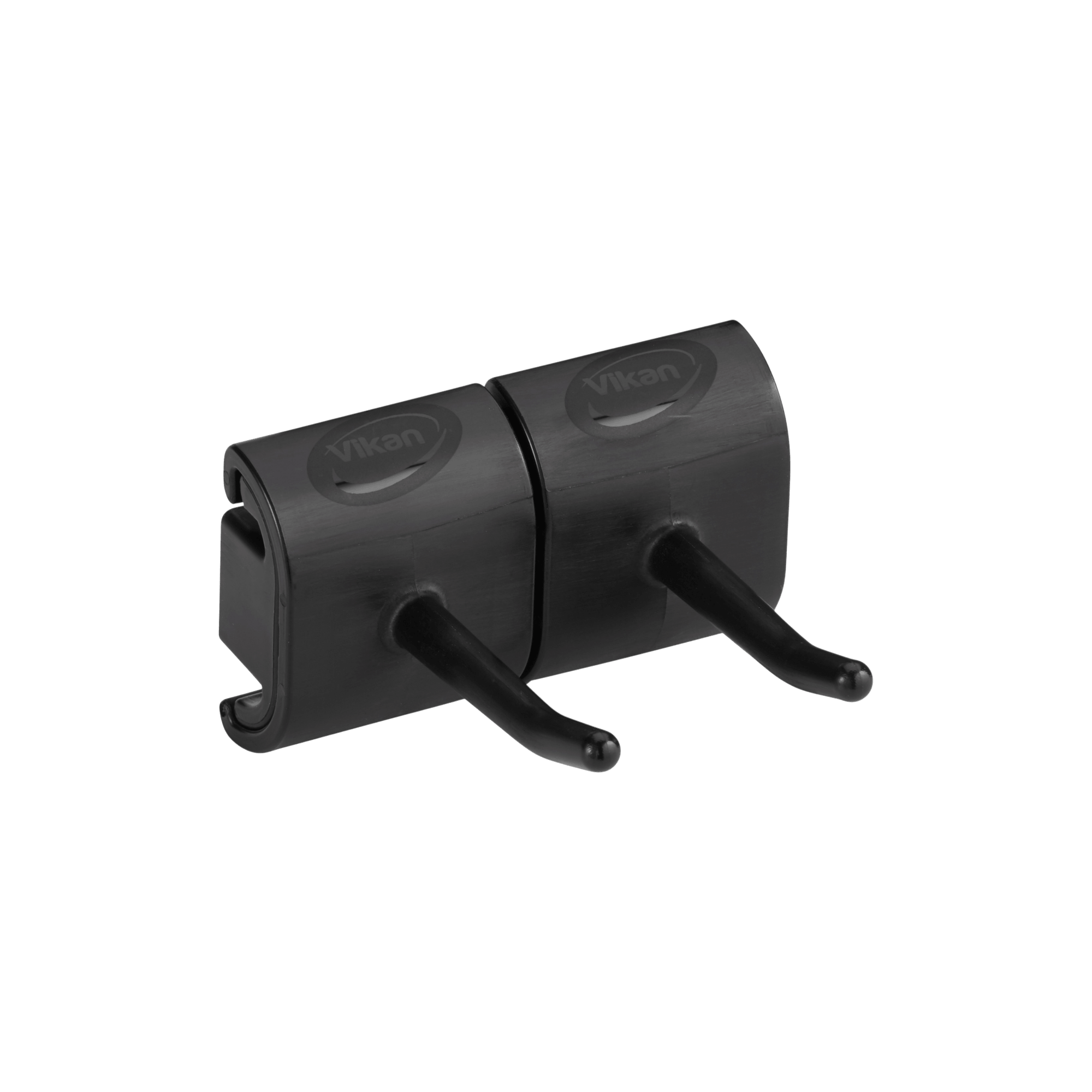 Hygienische Wandhalterung, Doppelhakenmodul, 82 mm, Schwarz