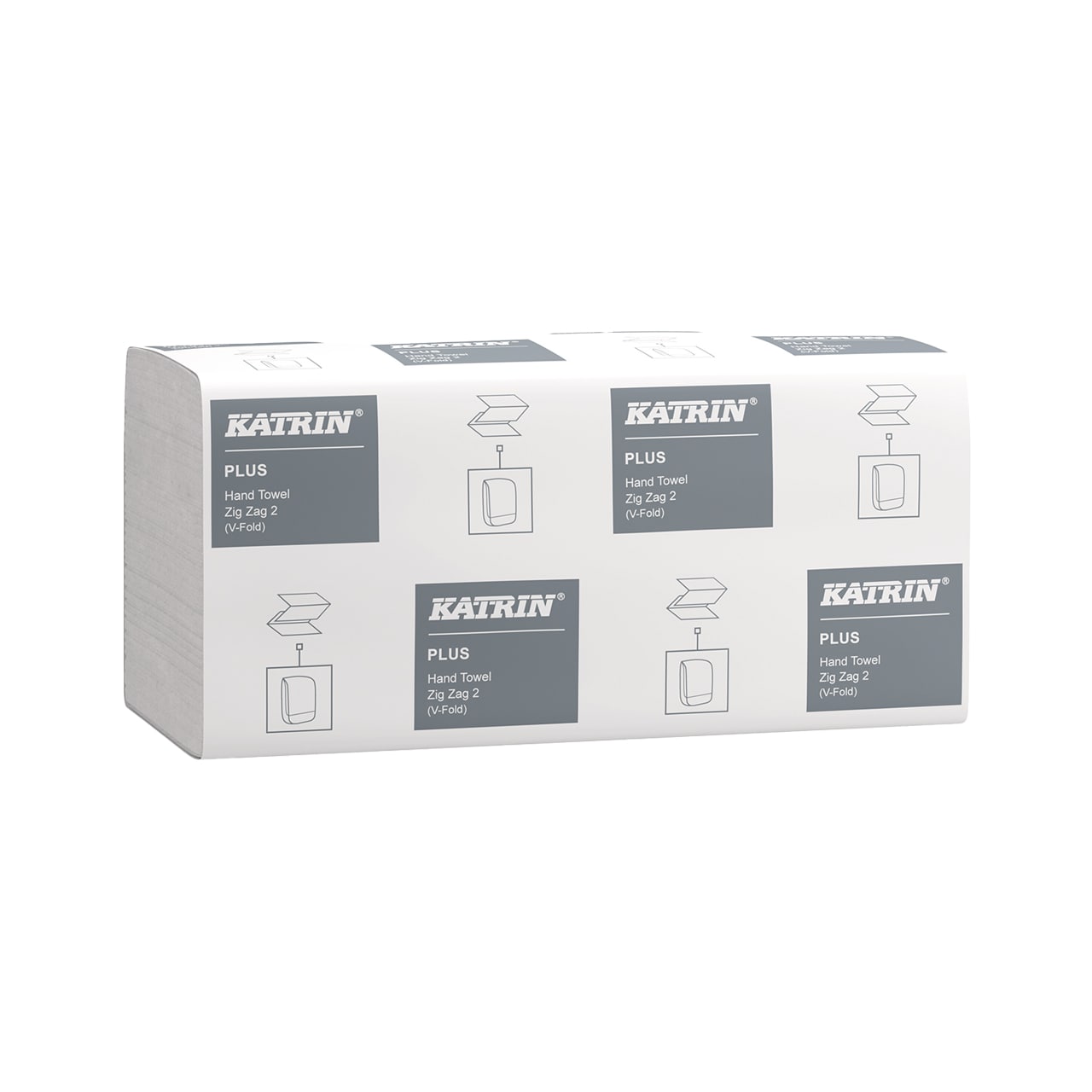 Katrin Plus V-Falz Falthandtücher Zick Zack 200 Blatt 2-lagig, Handy Pack Katrin Plus V-Falz Falthandtücher Zick Zack 200 Blatt 2-lagig, Handy Pack